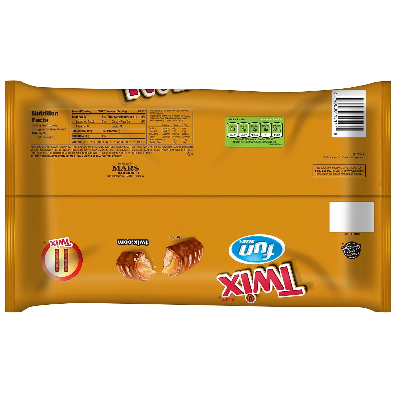 Twix Chocolate Cookie & Caramel Candy Bars, 22.34 Oz.
