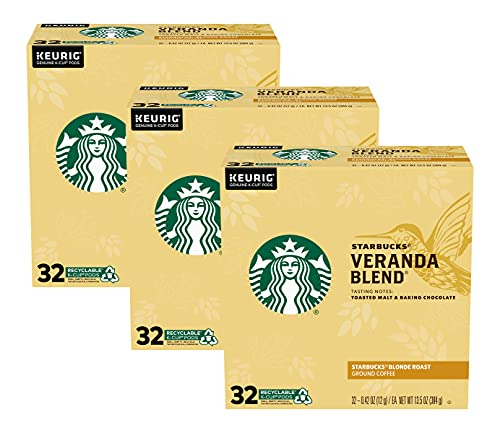 Starbucks K-Cup Coffee Pods, Starbucks Blonde Roast Coffee, Veranda Blend For Keurig Coffee Makers, 100% Arabica, 1 Box (24 Pods)