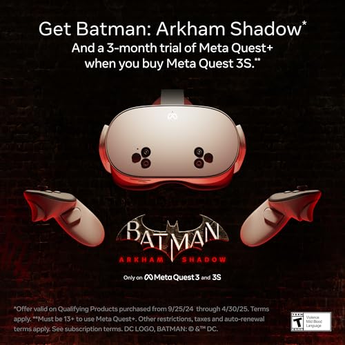 Meta Quest 3S 256GB | Batman: Arkham Shadow Included — 30+ Games Included with Meta Horizon+ Access with Starter Bundles — Play More for Less