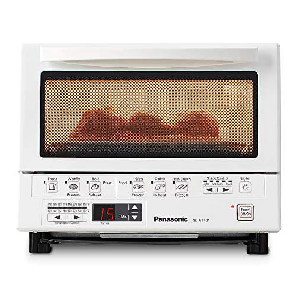 Panasonic Toaster Oven FlashXpress with Double Infrared Heating and Removable 9-Inch Inner Baking Tray, 1300W, 4-Slice, White