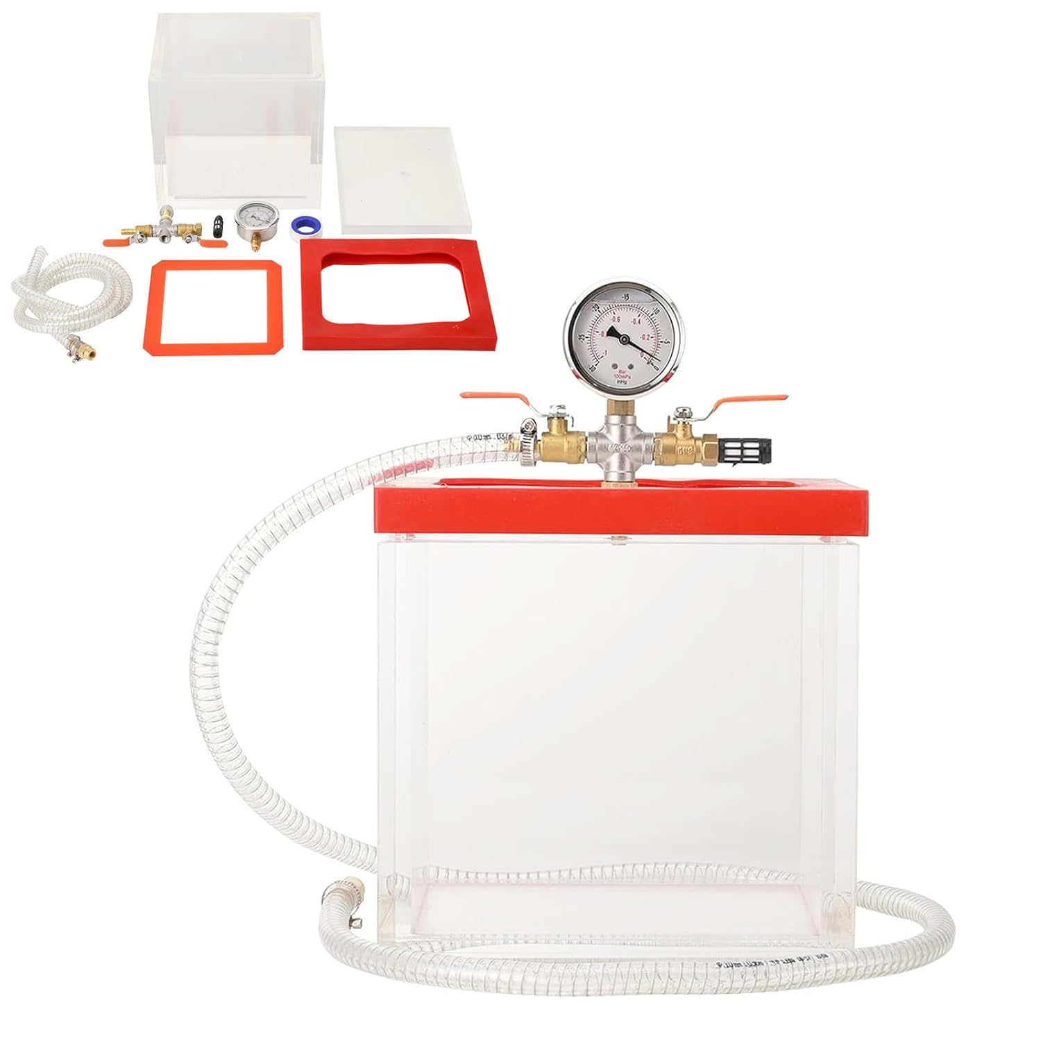 2 Gallon Clear Vacuum Chamber, Acrylic Vacuum Chamber, Perfect for Stabilizing Wood, Degassing Silicones, Epoxies