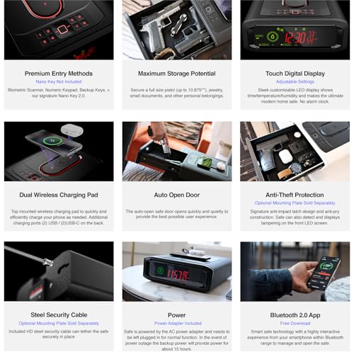 VAULTEK DS5i Smart Station™ Biometric Smart Safe with Dual Wireless Phone Charger + Auto Open Drawer + Bluetooth Safe Management (Covert Black)