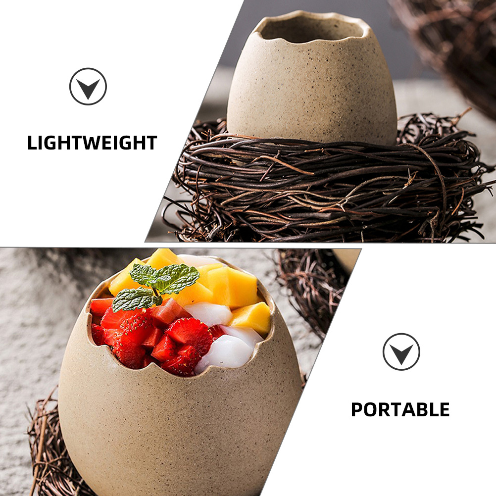 4 Sets  of Small Vase Eggshell Ceramic Vase Cracked Eggshell Succulent Planter with Bird Nest