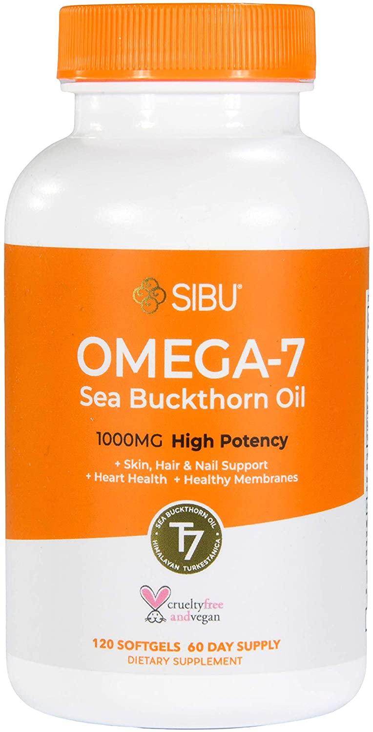SIBU Omega-7 Softgels, Pure Organic Himalayan Sea Buckthorn, Max Potency, 120ct