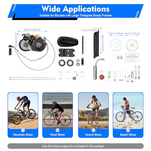 100cc 4-Strok Bicycle Engine Kit,Single Cylinder Gas Motorized Motor Bike Modified Engine Scooter,3600rpm Bike DIY Modified Engine Kit (Chain)