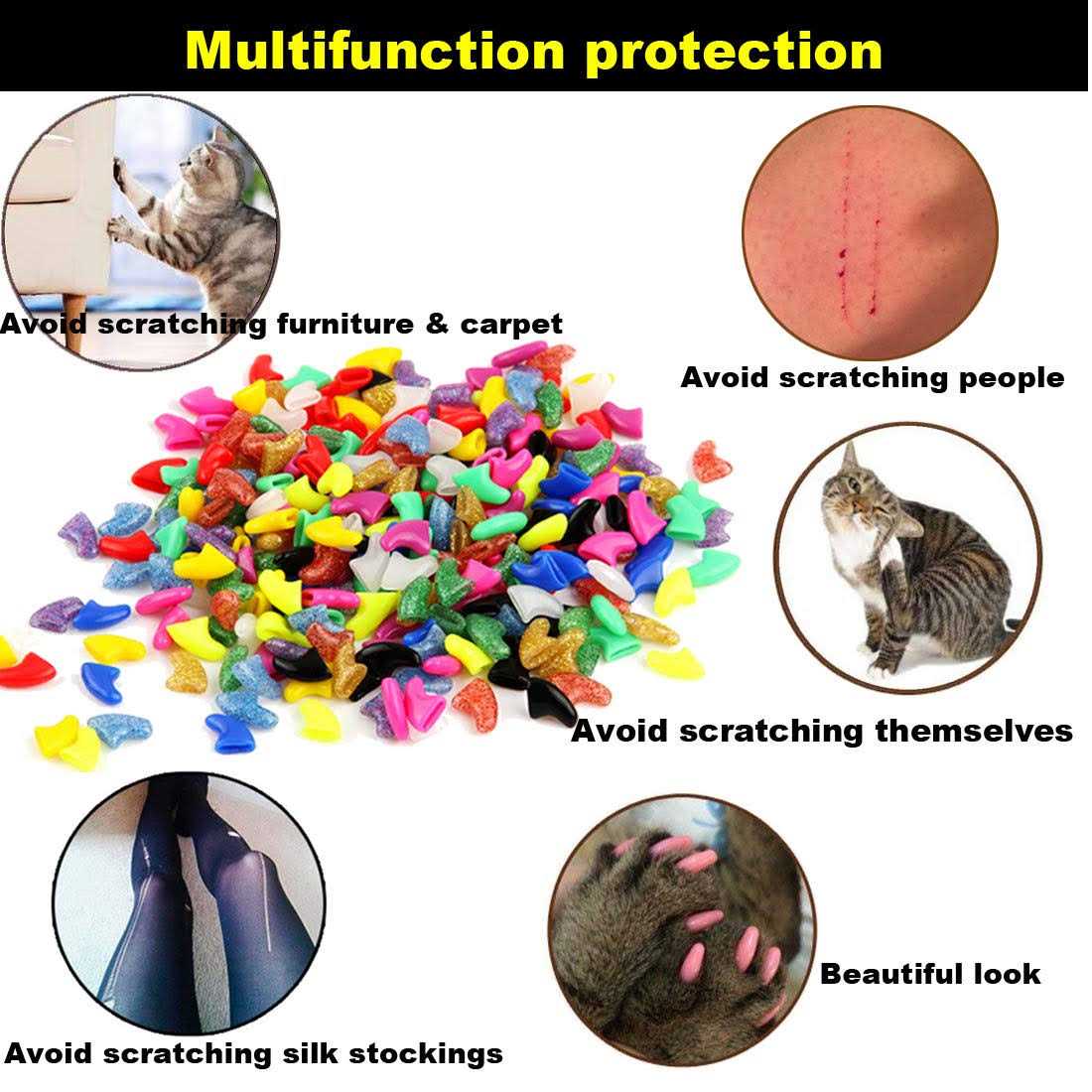 VICTHY Cat Nail Caps Pet Cat Soft Claws Nail Covers Cat Claws with Glue and Applicators Medium - Pet Supplies online store