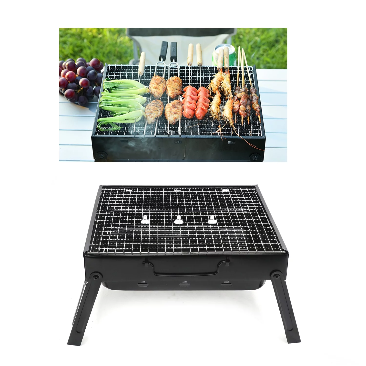 Foldable Compact Barbecue BBQ Grill Charcoal Stove Shish Kabob Camping Cooker US