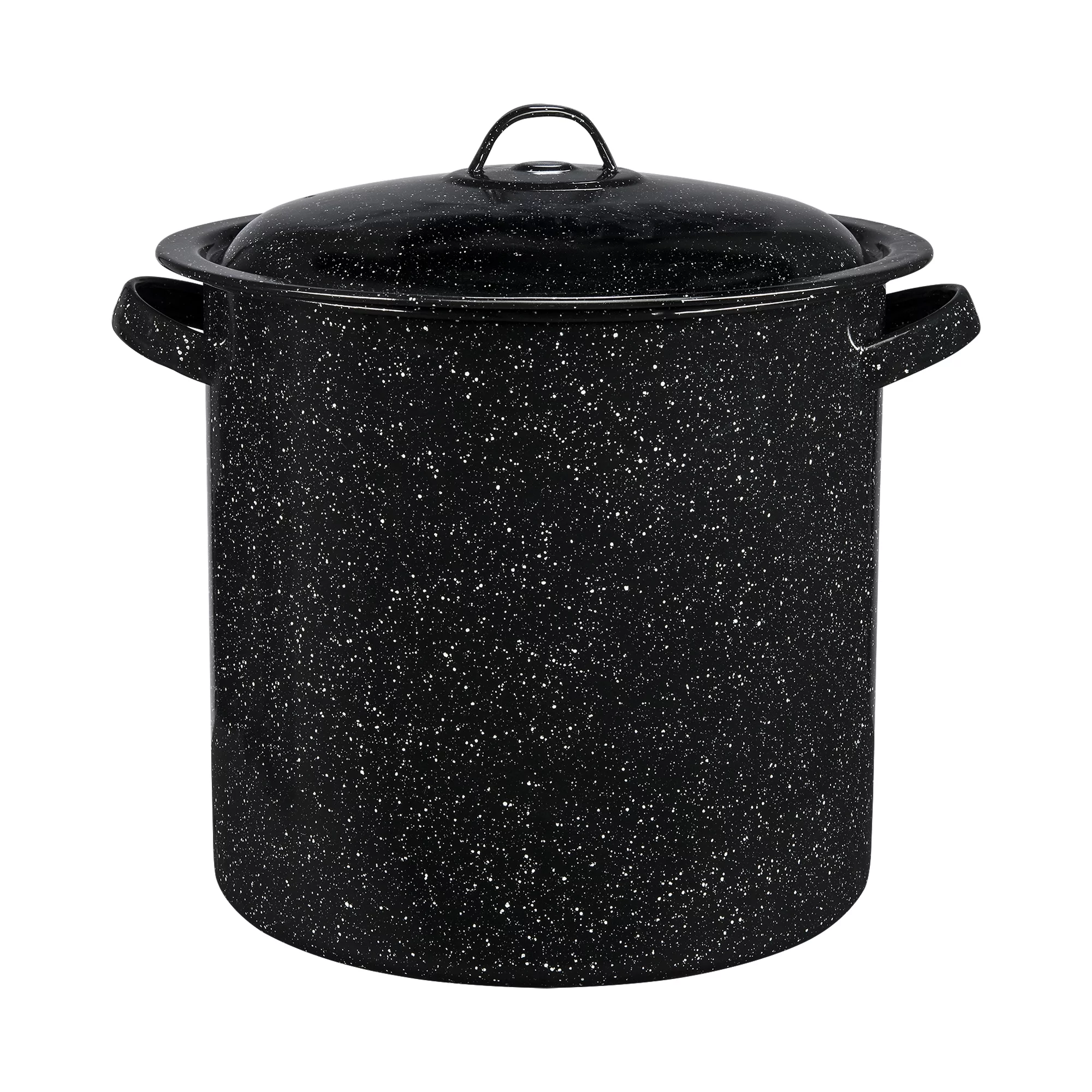 Granite Ware Enamelware 15.5 Qt Stock Pot with Lid. (Speckled Black) Great for Seafood, Soups, Sauce, Large Capacity. Easy to Clean. Dishwasher Safe.