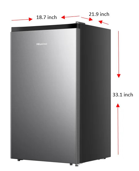 Hisense 4.4 Cu ft. Single Door Mini Fridge with Chiller, Silver 18.7