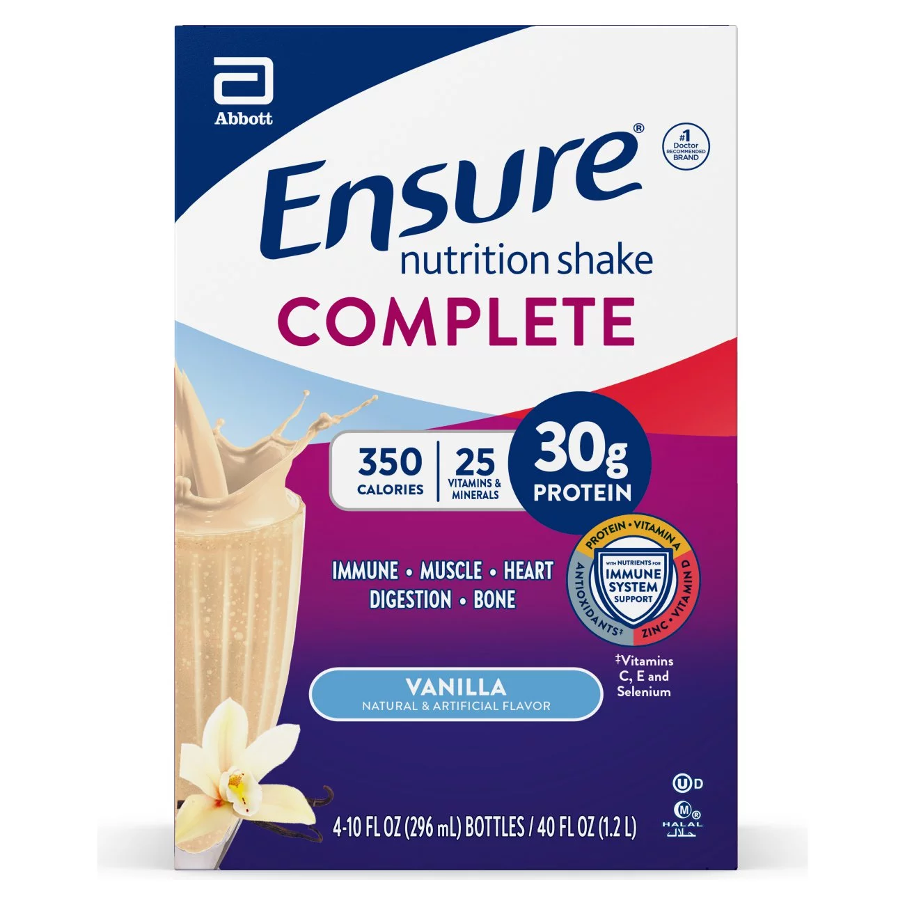 Ensure COMPLETE Nutrition Shake, 30G Protein, Vanilla, 10 fl oz, 4 Count