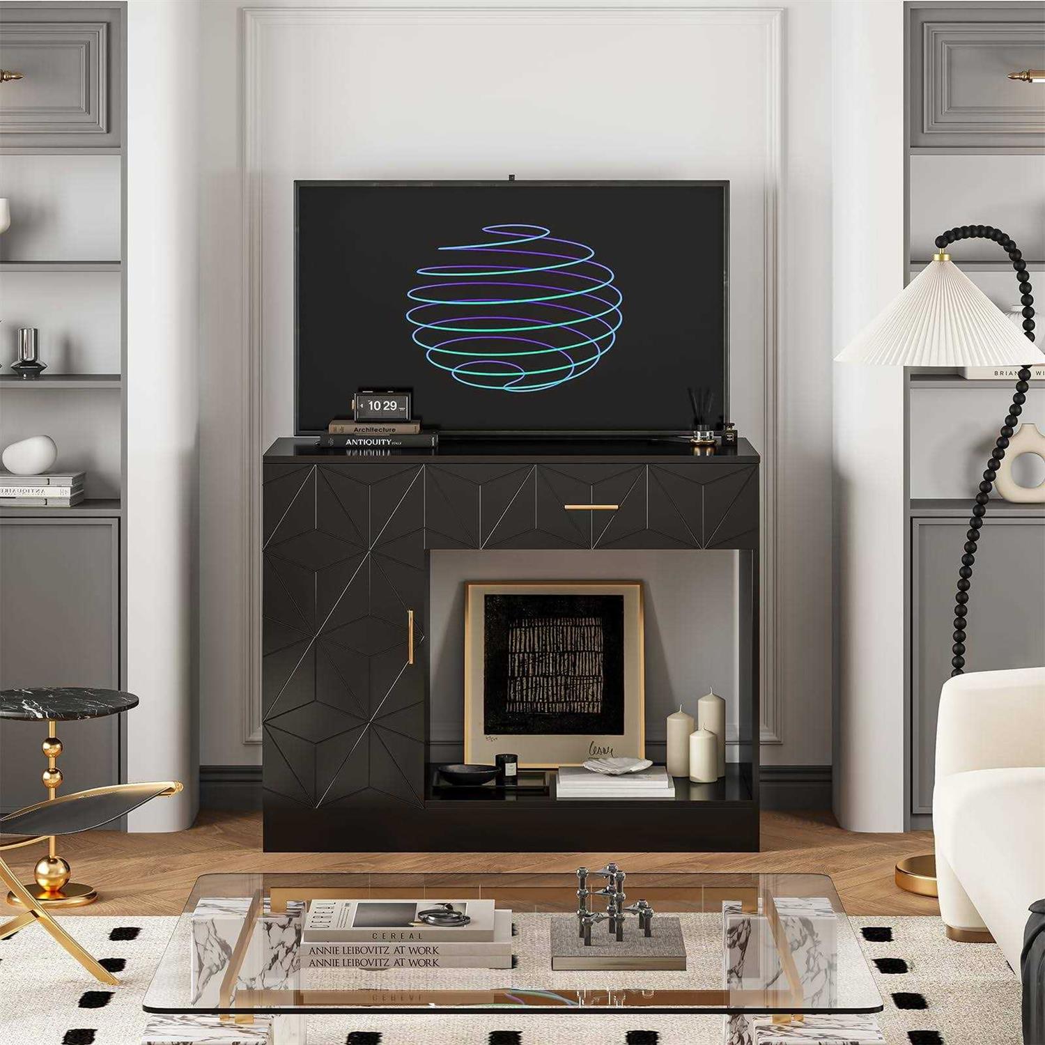 Saudism 40 Gallon Fish Tank Stand, 29-50 Gallon Aquarium Stand, Black Tank Stand, Fish Tank Table with Drawer and Cabinet, Sturdy and Durable - Pet Supplies online store