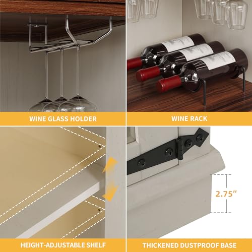 DWVO Corner Bar Cabinet with Glass Door & LED Lights, 72