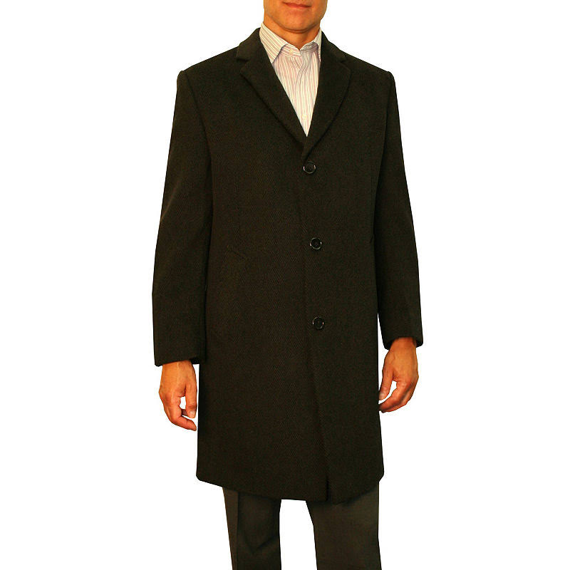 Men&s Jean-Paul Germain Classic-Fit Sander 45-in. Wool-Blend Top Coat, Size: 52 XLT, Black