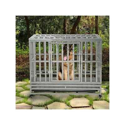 SMONTER Heavy Duty I Shape Dog Crate, Silver, 38-in - Pet Supplies online store