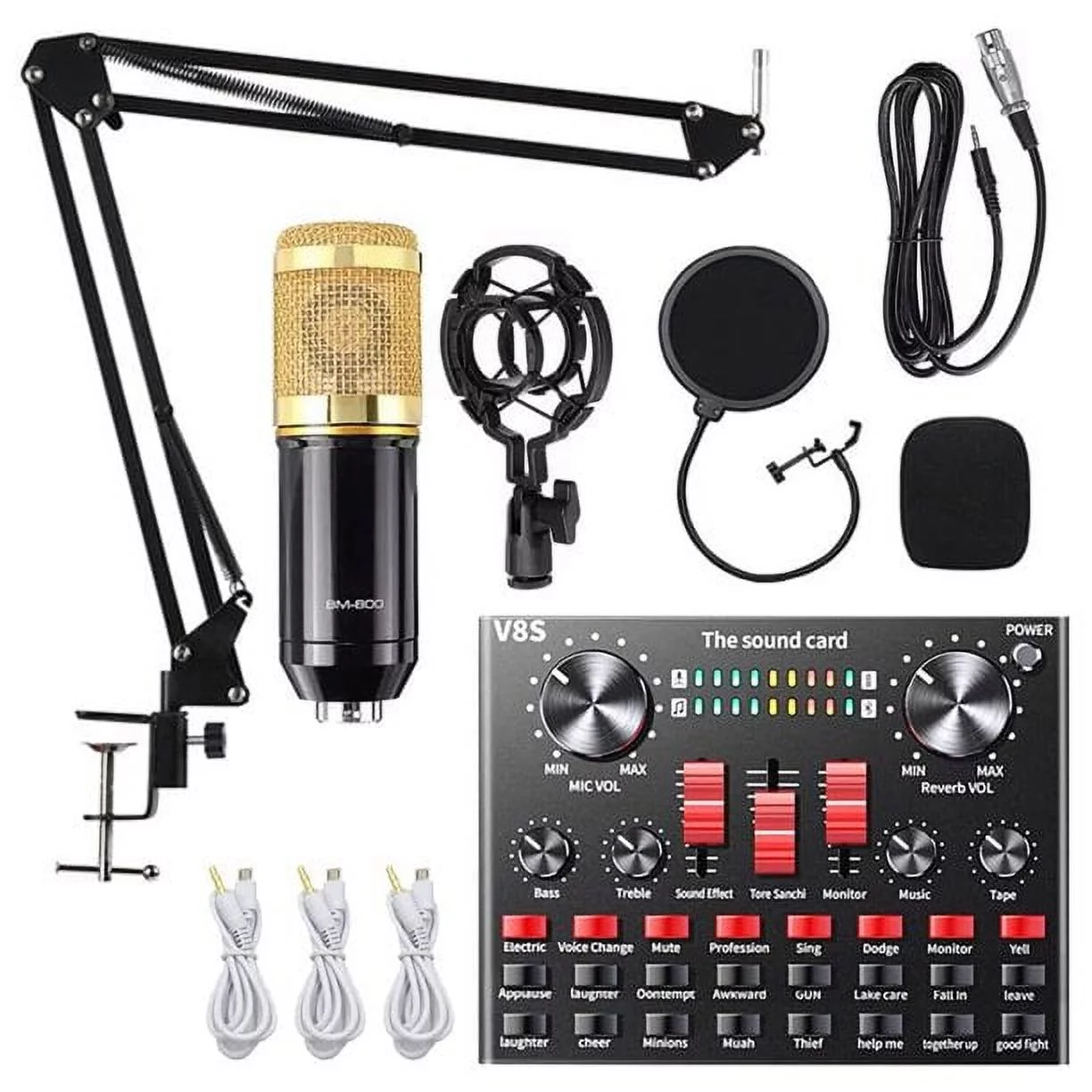 Condenser Microphone Bundle, BM-800 Podcast Microphone with Voice Changer, Podcast Equipment Bundle - Studio Equipment for Laptop Computer Vlog Living Broadcast Live Streaming YouTube TikTok