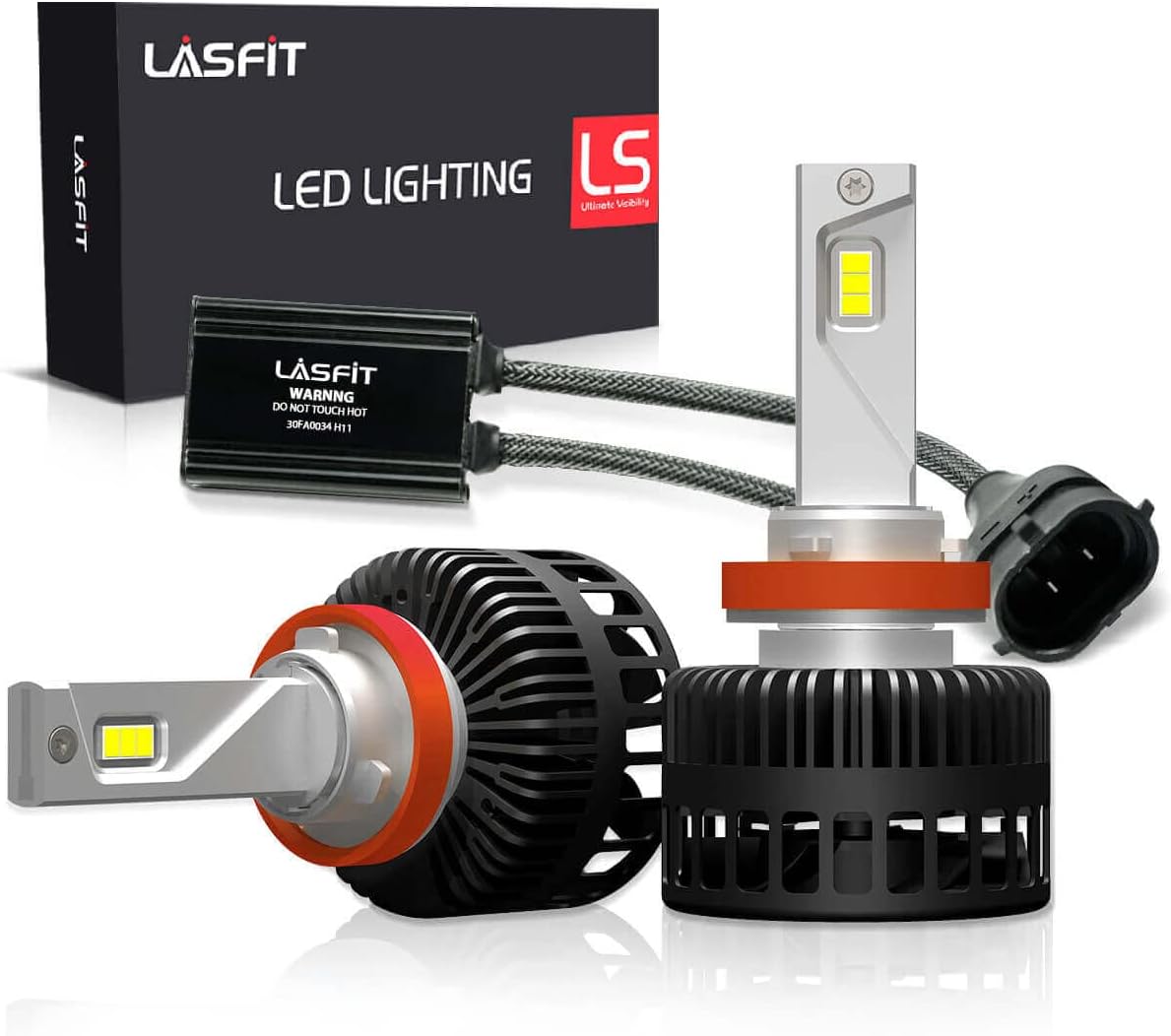 LASFIT LS Plus H11 H8 H9 LED Bulb - Super Bright 72W 8000LM 6000K Cool White Waterproof