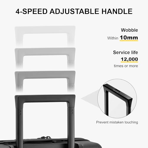 LEVEL8 Trunk Luggage, Large Suitcase 28 Inch Luggage with Spinner Wheels, Luminous Textured 28 Inch Checked Large Luggage, Lightweight Hard Case with Tsa Lock, 28 Inch, Black