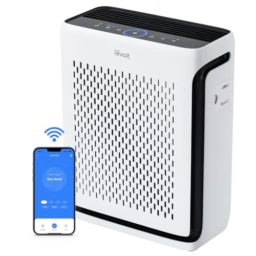 LEVOIT Air Purifier for Home Large Room Up to 1074Ft² with Air Quality Monitor, AHAM VERIFIDE, Smart WiFi, Washable Pre-Filter, HEPA Sleep Mode for Pets, Allergies, Dust, Pollen, Vital 100S-P, White
