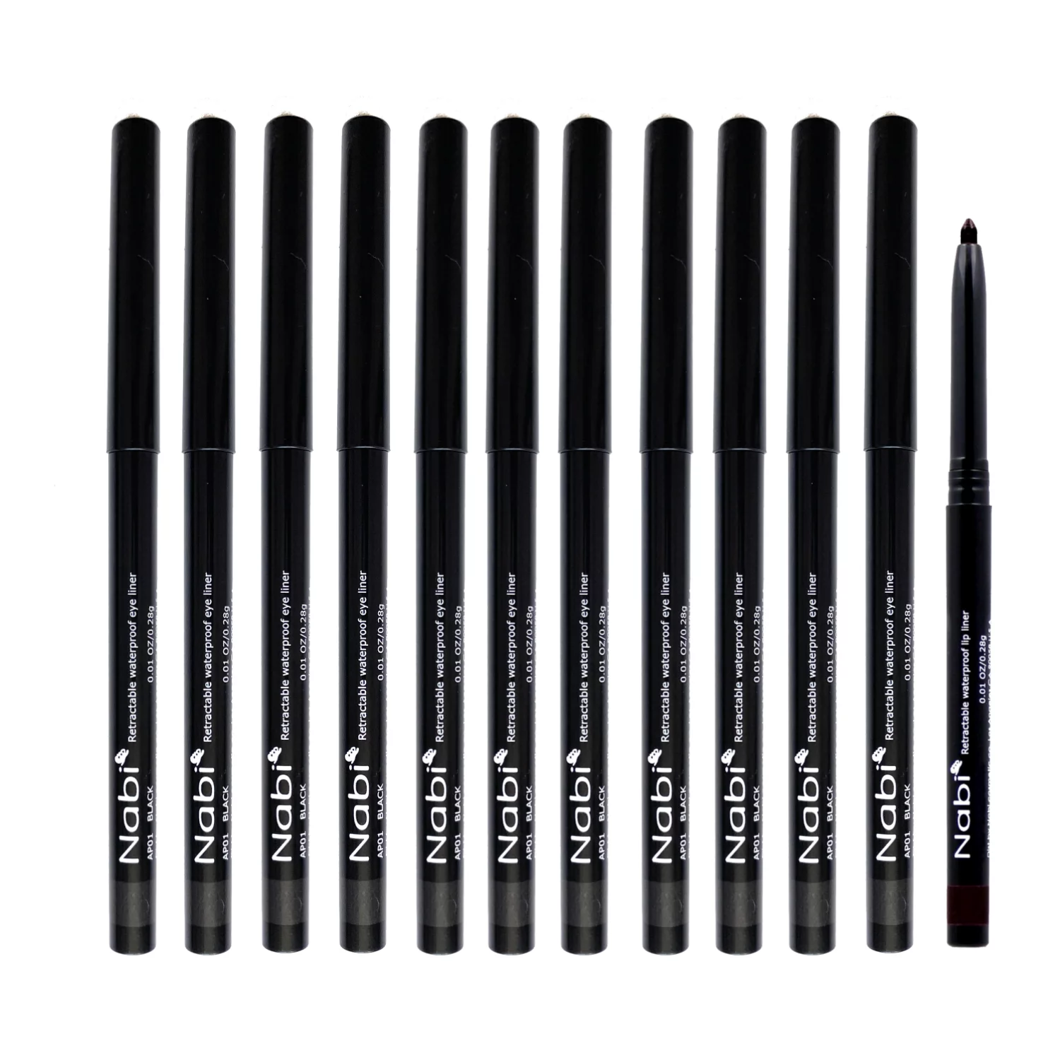 (12pcs) Retractable Waterproof Eyeliner Pencil - Long Lasting Fade Resistant Formula - Quick Makeup Remover (Khaki)