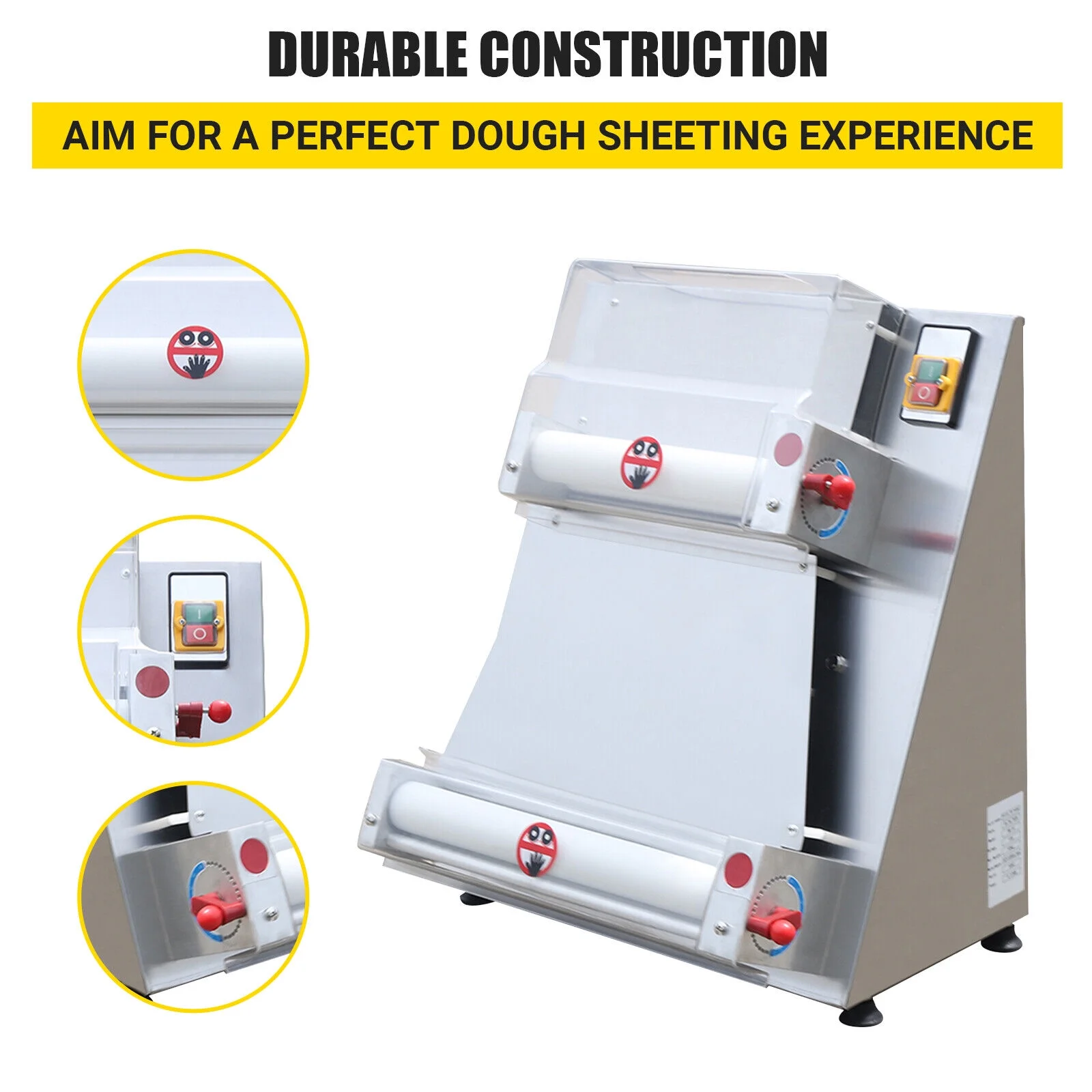 Fichiouy Pizza Press Machine 110V Automatic Pizza Dough Roller Sheeter Machine