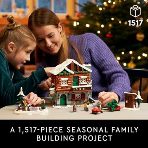 LEGO Icons Alpine Lodge Model Building Set - Collectible DIY Kits for Adults, Ages 18+ - Log Cabin Kit for Winter Activities with Snowmobile and Minifigues - 10325