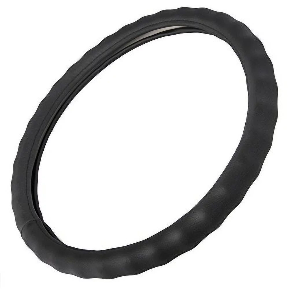 BDK SW-899-BK-L Genuine Leather Steering Wheel Cover Large 15