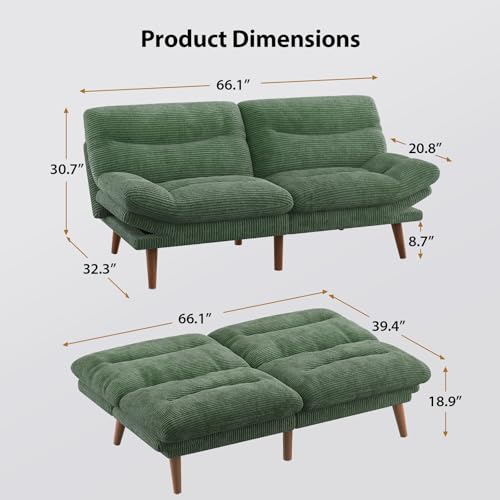 Pipishell Convertible Futon Sofa Bed,66