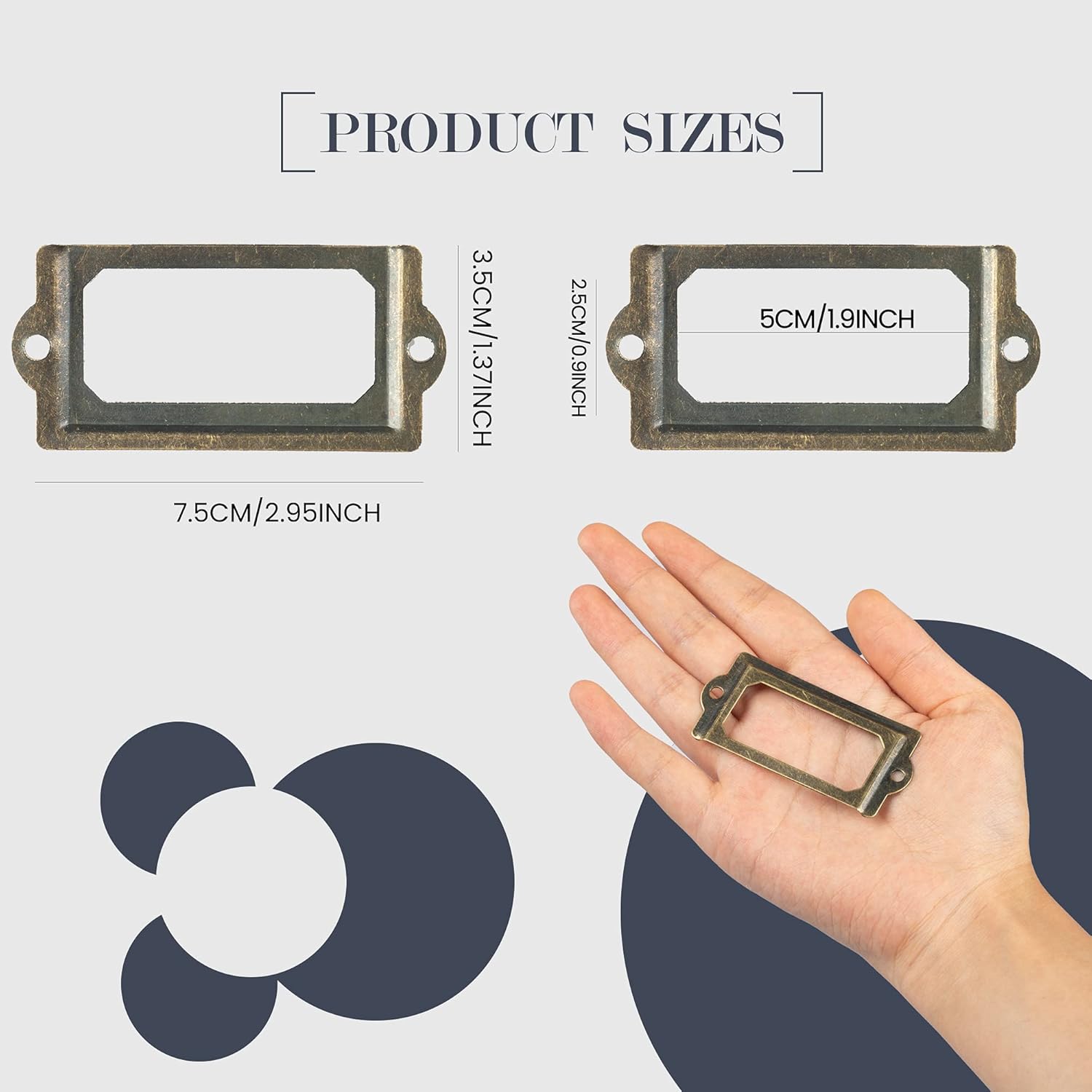 ISKYBOB 24 Pack Antique Label Holder Metal Name Card Frame for Furniture Cabinet Drawer Case,Bronze Color