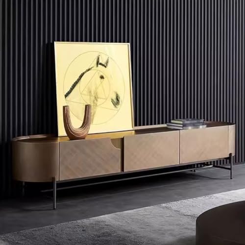 Modern TV stand Italian Modern Light Luxury Living Room Tall TV Cabinet Luxury Metal Paint High-end Villa Storage TV Cabinet Media Console(200X40X48CM)