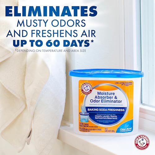 Arm & Hammer Essentials Disposable Moisture Absorber and Odor Eliminator Tub, Fragrance Free, 1 lb., Attracts and Traps Excess Moisture, Ideal Closet Dehumidifier