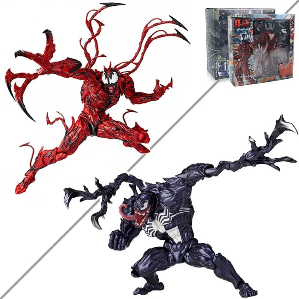 EROCK Venom Legends Series - Carnage Action Figure -7inch Carnage Venom Toy Action Figure Anime, Collectible Figures Venom Statue Toy Action Figures Toy Decoration Ornaments Gift (Venom 2 + Carnage 2) - Radiant Selections