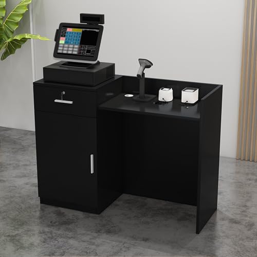 Reception Desk with Counter, Front Desk Reception Counter, Retail Checkout Counter, for Salon Lobby Checkout Office