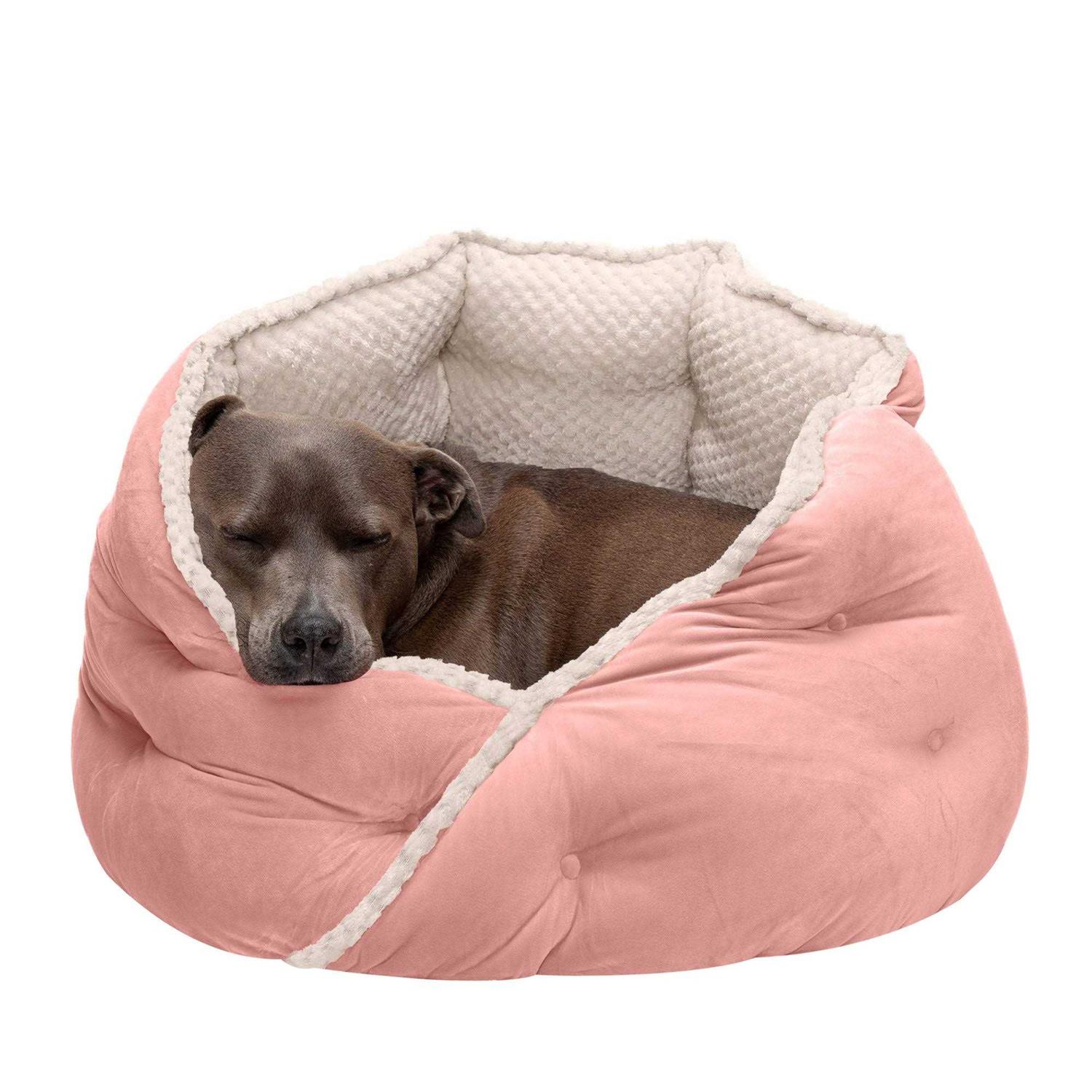 FurHaven Minky Faux Fur Velvet Calming Hug Bed - Pet Supplies online store
