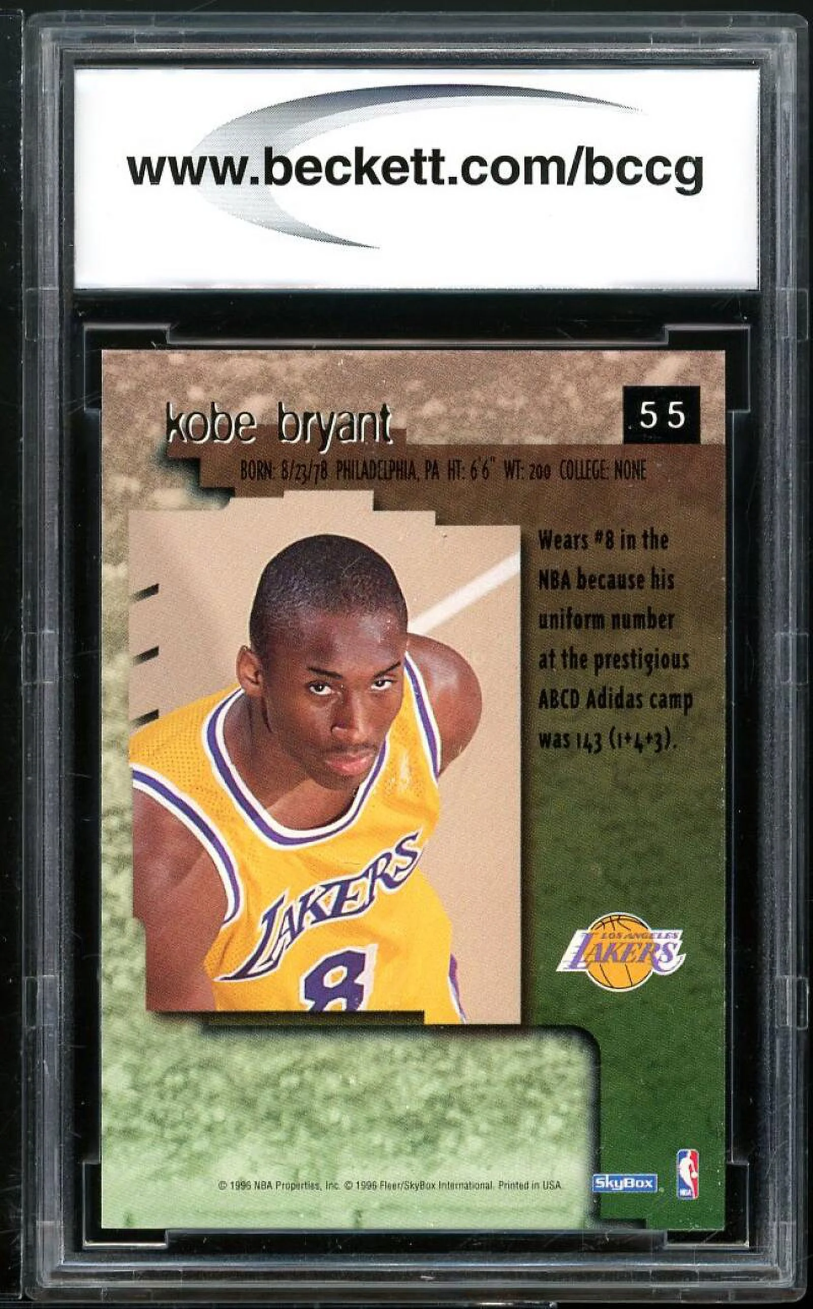 1996-97 Skybox Premium #55 Kobe Bryant Rookie Card BGS BCCG 9 Near Mint+