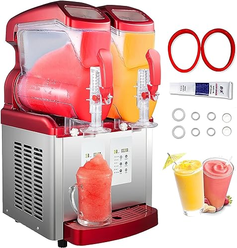 VEVOR Commercial Slushy Machine, 6 L x 2 Tanks 50 Cups Margarita Machine, 700W 110V Stainless Steel Smoothie Frozen Drink Maker, Perfect for Supermarkets Cafes Restaurants Bars and Home Use, Silver