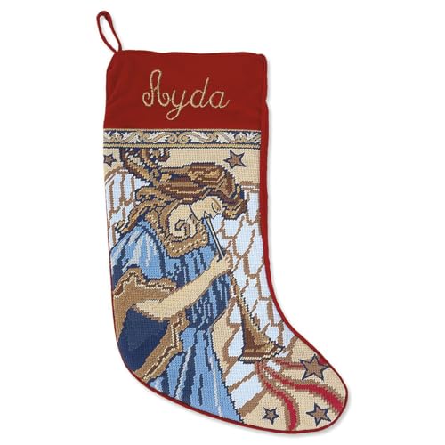 Lillian Vernon Santa Personalized Heirloom Christmas Needlepoint Stocking Stocking, 100% Wool, 9.5