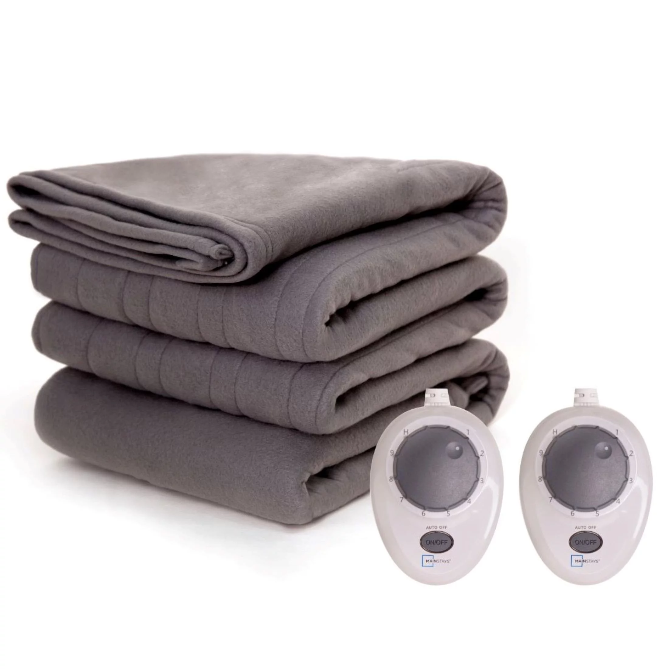 Mainstays Soft Fleece Electric Heated Blanket, Gray, Queen, 84