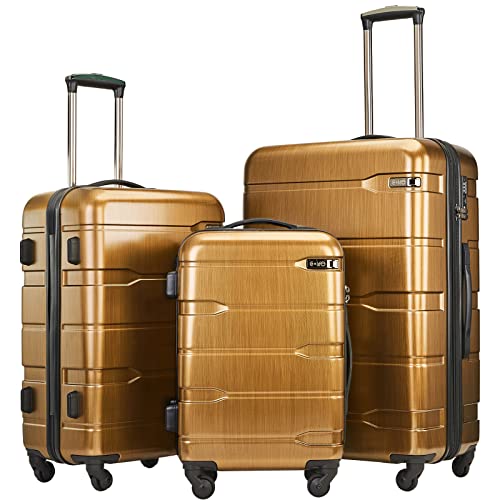 Coolife Luggage Suitcase PC+ABS Spinner Built-In TSA lock 20in 24in 28in Carry on (Caribbean Blue., S(20in_carry on))