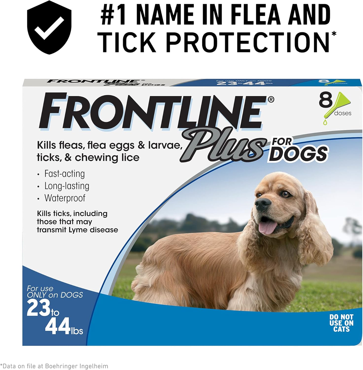 FRONTLINE Plus Flea and Tick Treatment for Dogs (Medium Dog, 23-44 Pounds, 8 Doses)