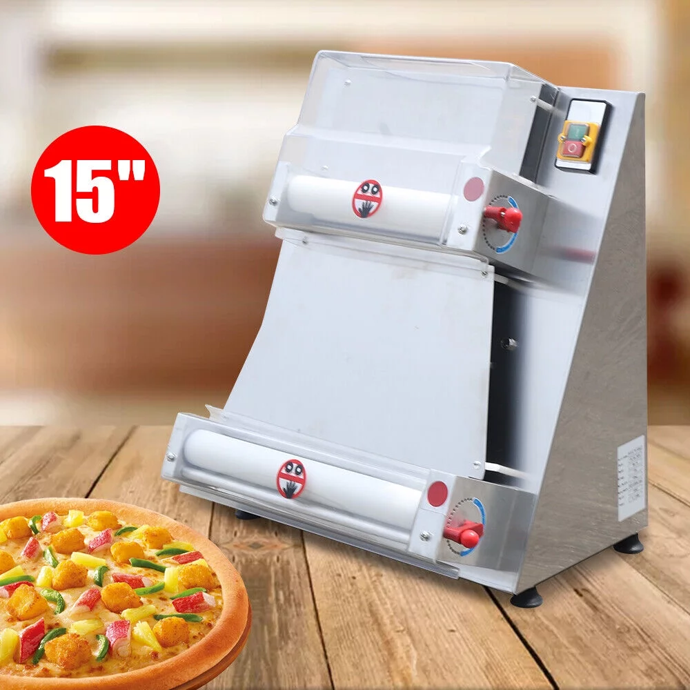 Fichiouy Pizza Press Machine 110V Automatic Pizza Dough Roller Sheeter Machine
