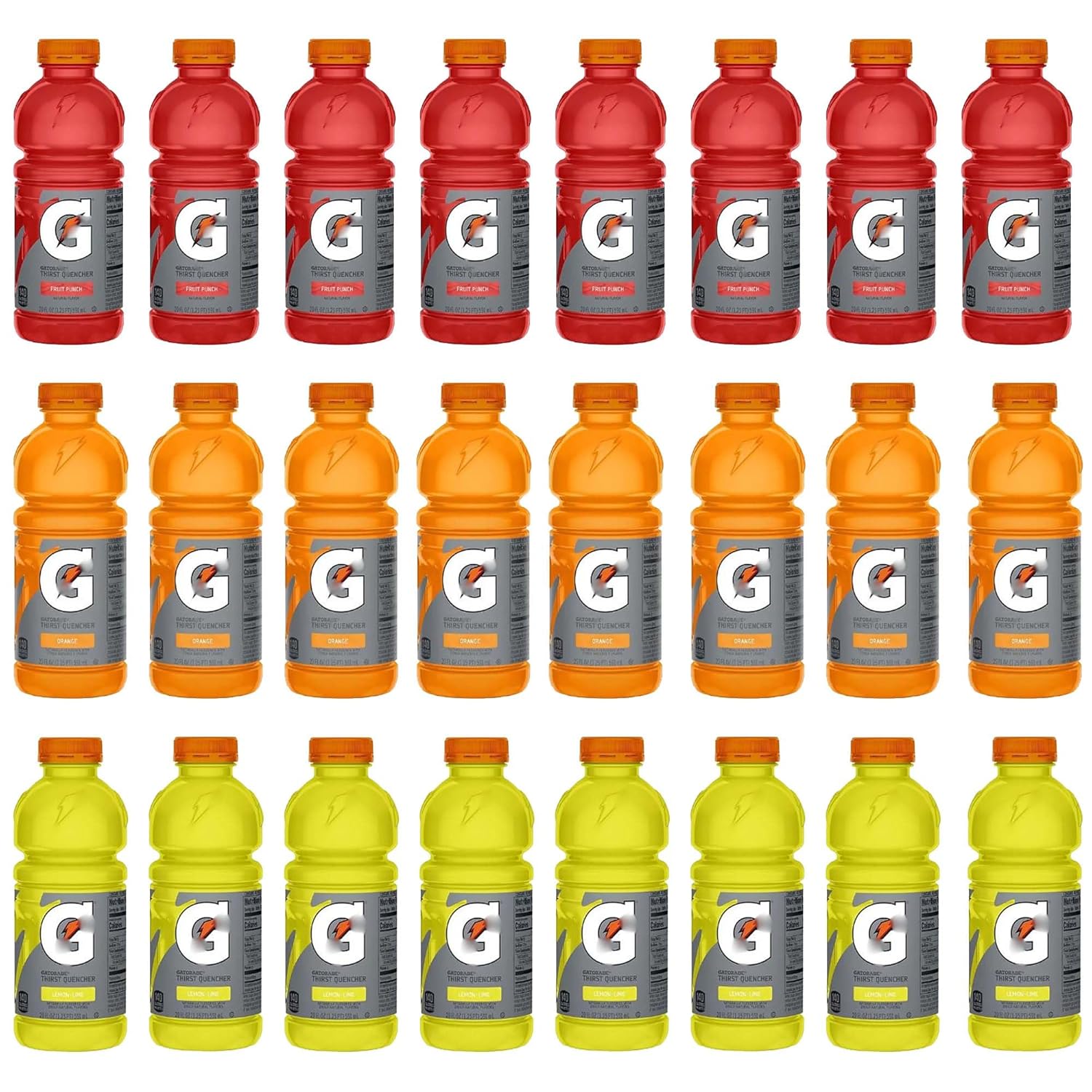 Gatrade Thirst Quencher Sports Drinks-Electrolyte Drink flavors; Lime, Orange, Fruit Punch 20oz-Hydration Drinks-Add To Your Grocery Beverages List-24 Pack Soda Soft Drinks-Healthy Drinks Variety Pack