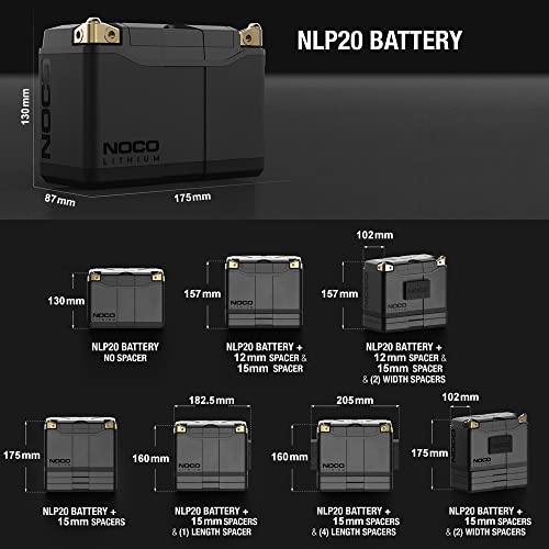 NOCO Lithium NLP20: Ultra-Light 12V Lithium Powersport Battery – Group 20 – 7Ah – 600A Start Power – Intelligent BMS – UL Certified