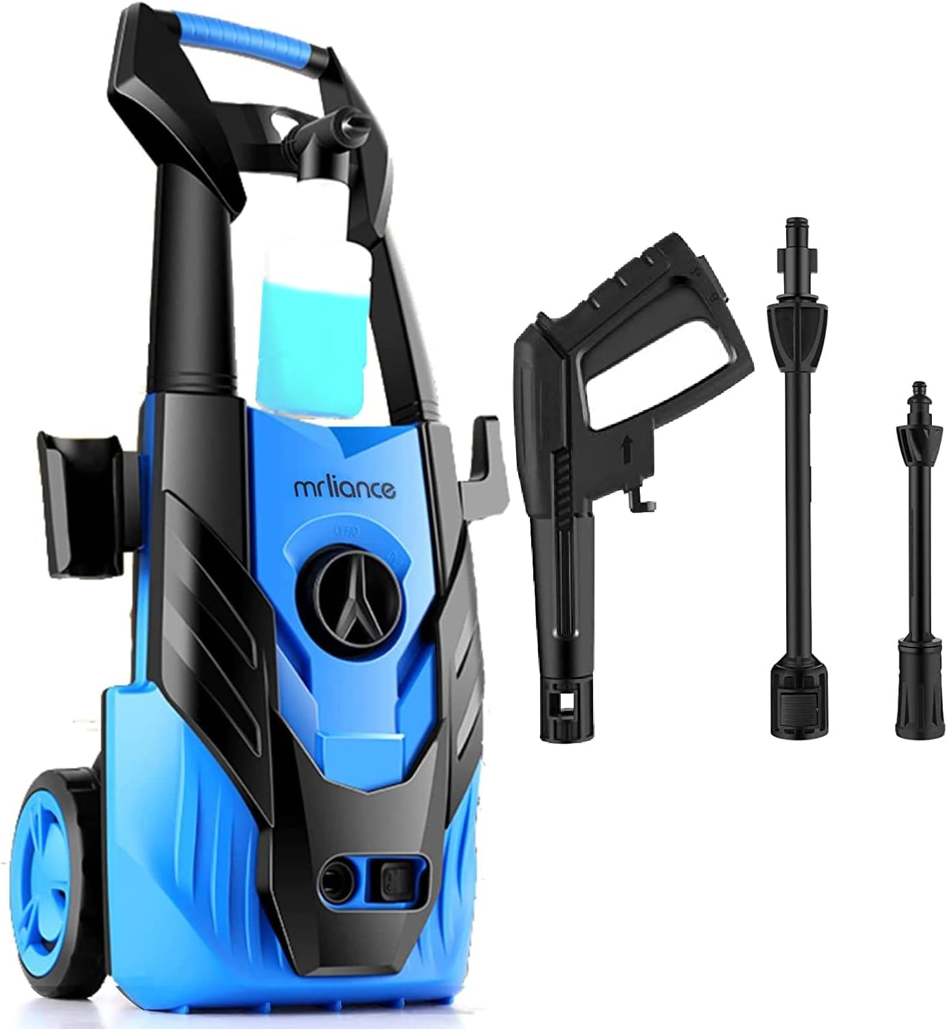 mrliance Electric Pressure Washer 1.59GPM 13-Amp High Power Washers with Adjustable Spray Nozzle Soap Bottle, IPX5 Car Washer Cleaner for Home Driveway Patio, Lake Blue