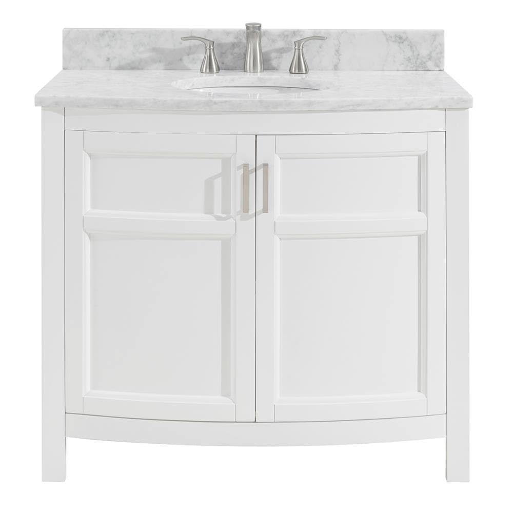 Allen + Roth Moravia 36-in White Undermount Single Sink Bathroom Vanity with Natural Carrara Marble Top | 1142VA-36-201