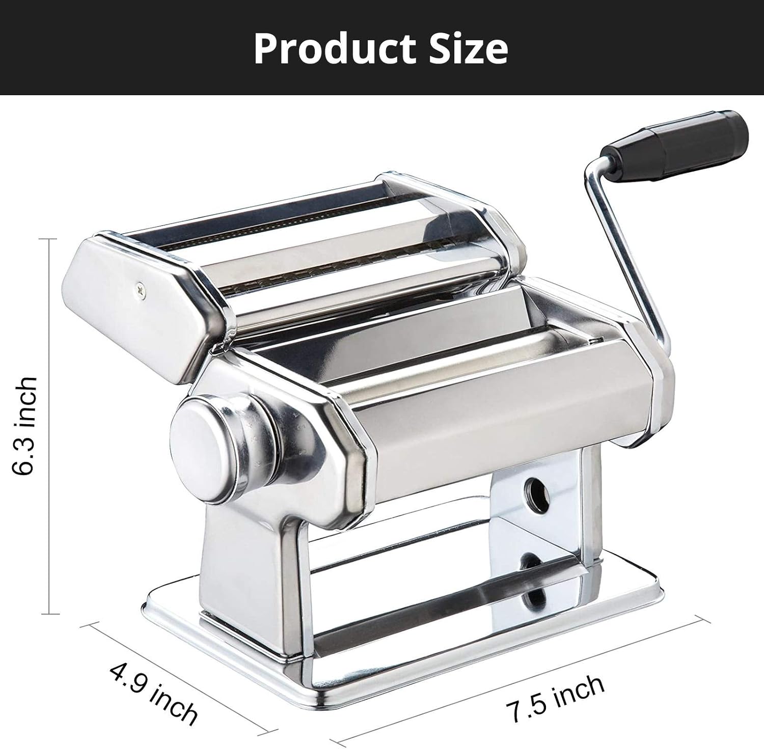 Pasta Maker, METLUCK Stainless Steel Pasta Machine Manual Roller Pasta Maker with 7 Thickness Settings for Spaghetti Linguine Fettuccine Lasagne, Includes Dough Cutter & Hand Crank