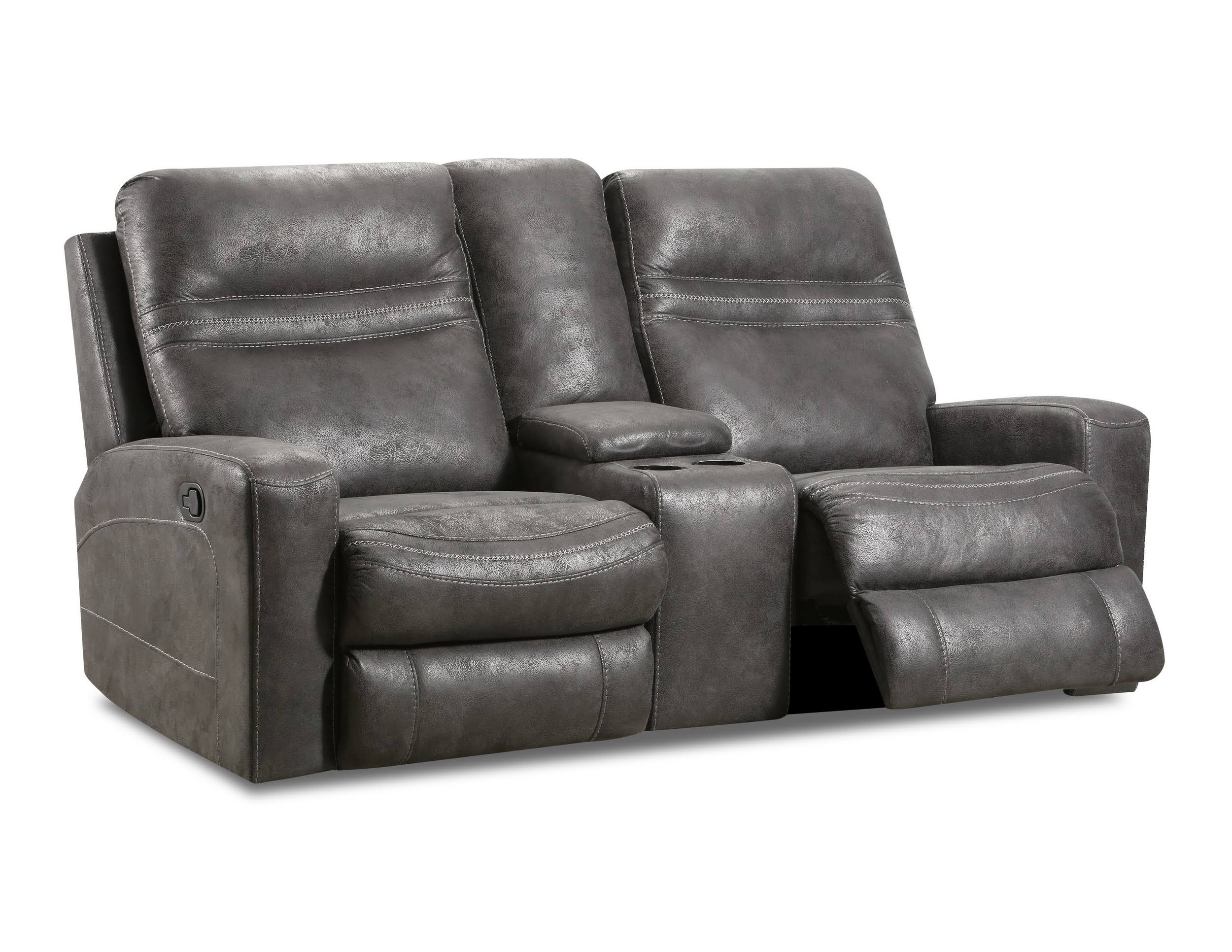 Lane Furniture 56422-63 Durham Charcoal Reclining Console Loveseat with Polyester Material