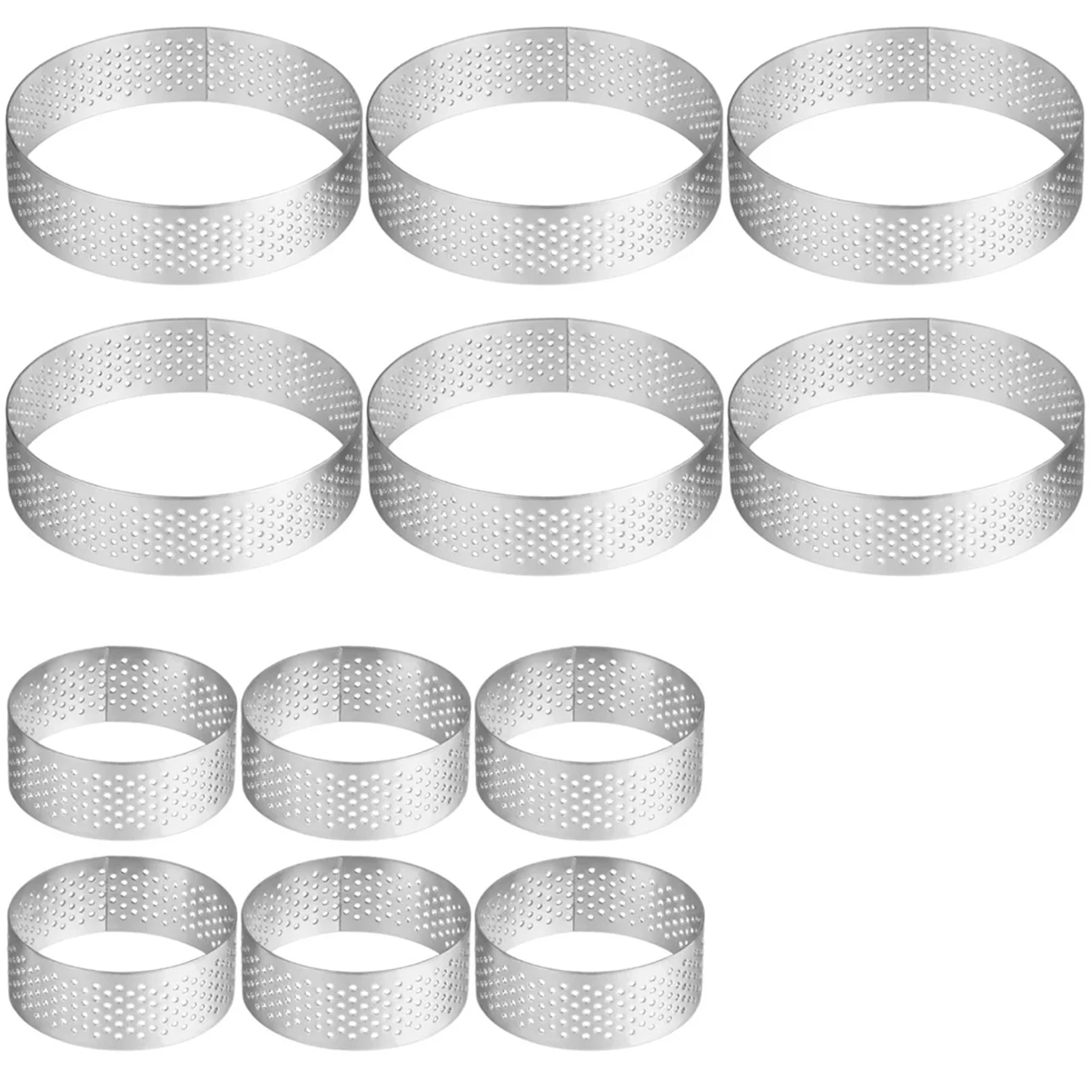 12Pcs Round Tart Rings, 1.97In & 3.15In Stainless Steel Tart Rings, Perforated Cake Mousse Rings, Metal Pastry Cake Mold,12 x Round Tart Rings,Silver