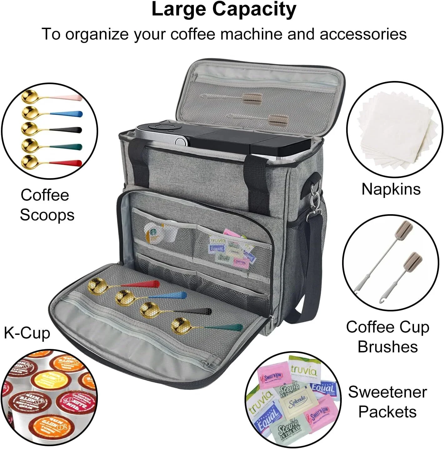 Coffee Maker Carrying Bag, Compatible with Keurig K-Mini or K-Mini Plus Coffee Machines and Other Accessories, Storage Tote Bag Single Serve Coffee Brewer, Travel Case with Shoulder Strap(Bag Only)