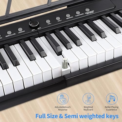 88 Key Piano Keyboard,Beginner Electric Digital Piano with Semi Weighted Keys,Keyboard Piano withSustain Pedal, Power Supply, Stand, Carrying Case,Headphones