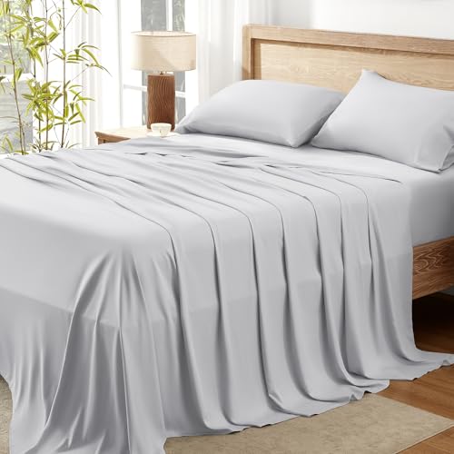 Andency Queen Sheets Set, 100% Viscose Derived from Bamboo, Cooling Summer Bed Sheets Queen Size, Deep Pocket Up to 16